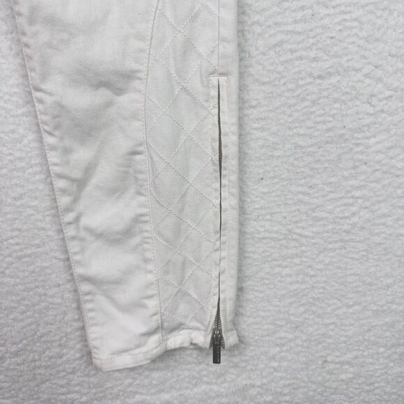 Karen Millen Biker Moto Jeans 12 (35x29) White Slim Zip Pockets Seam‎ Detailing - Picture 5 of 13